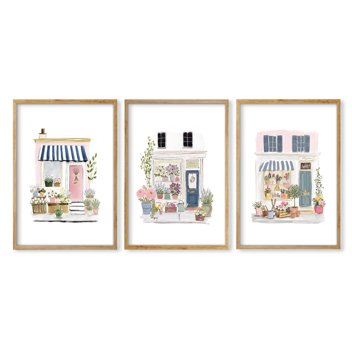 Wall Art Flowers Cottage Flower Shop Watercolour Prints | Set of 3