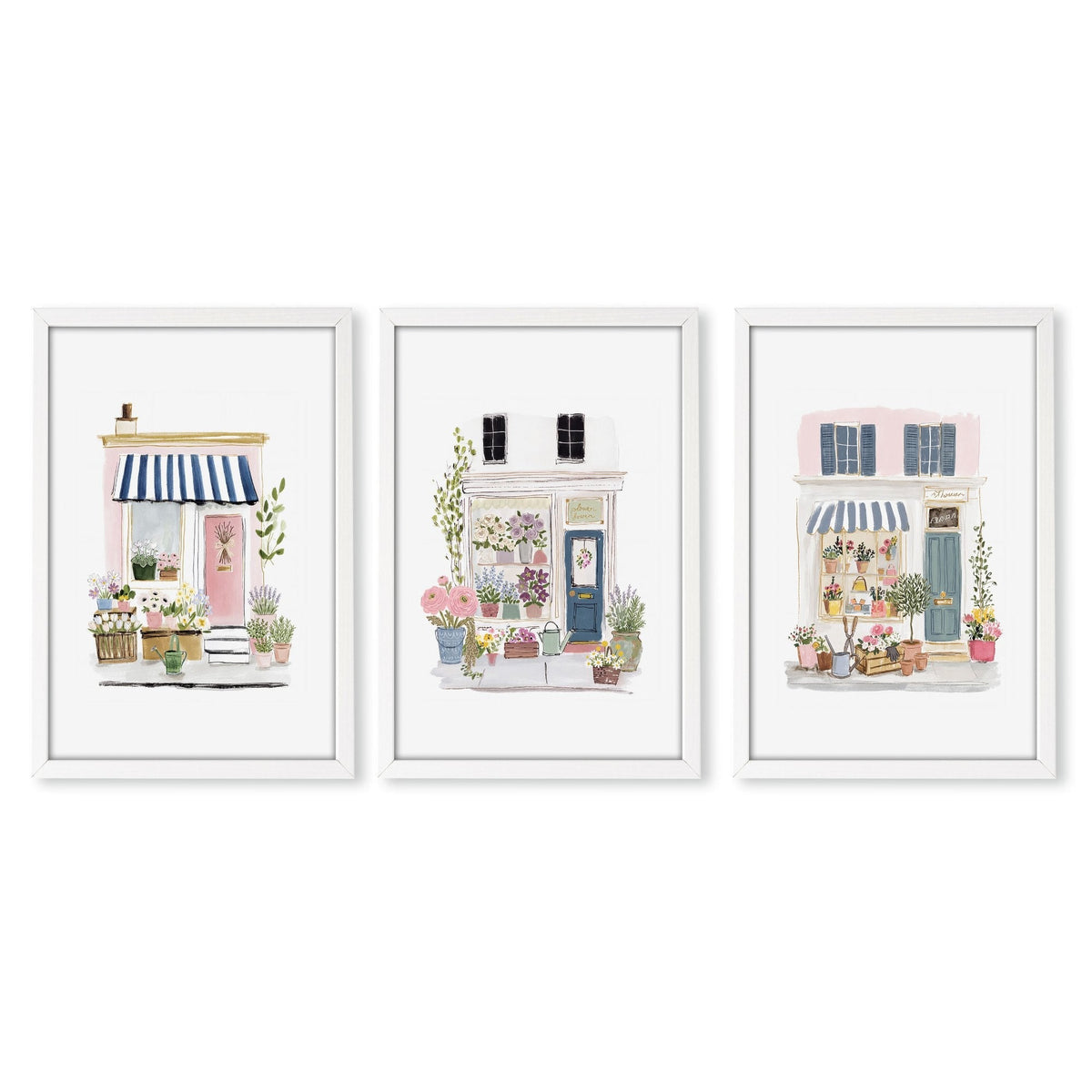 Wall Art Flowers Cottage Flower Shop Watercolour Prints | Set of 3