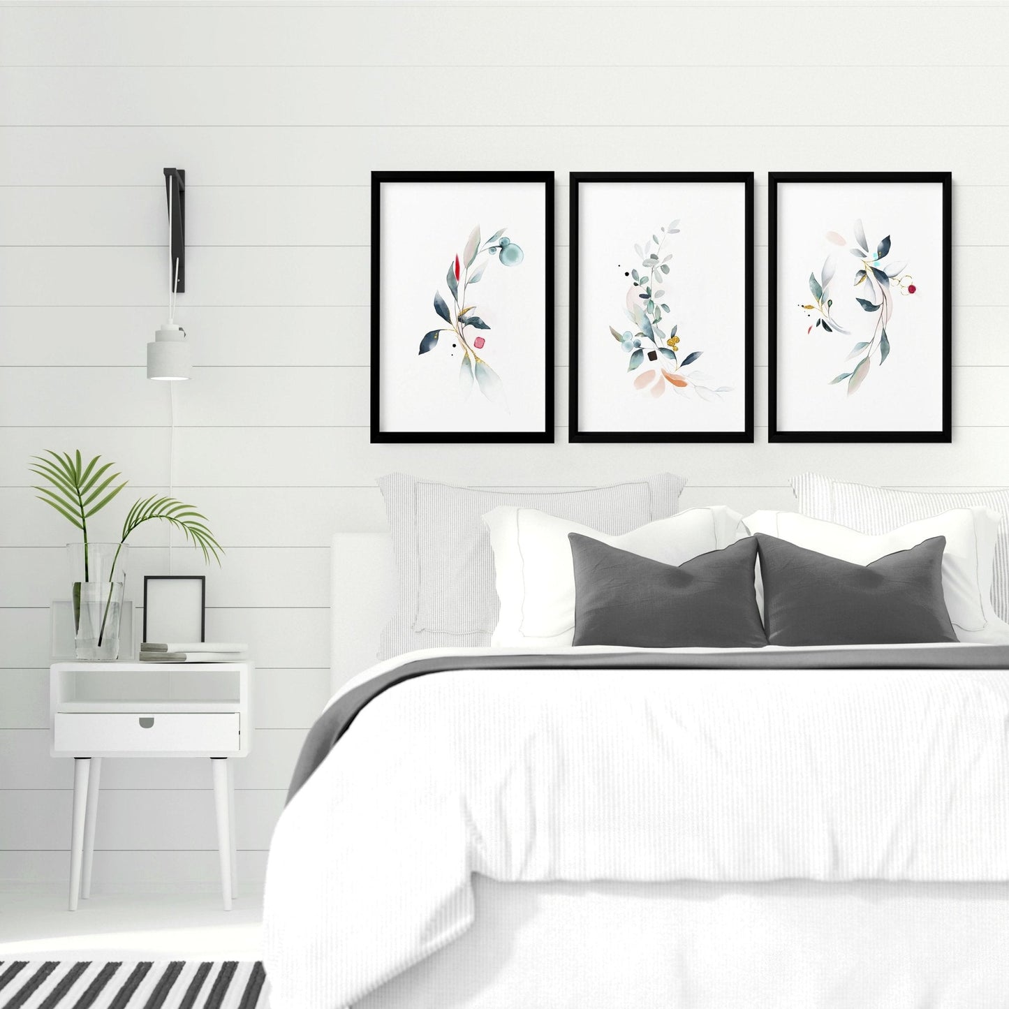 Relaxing bedroom wall art | set of 3 framed art prints
