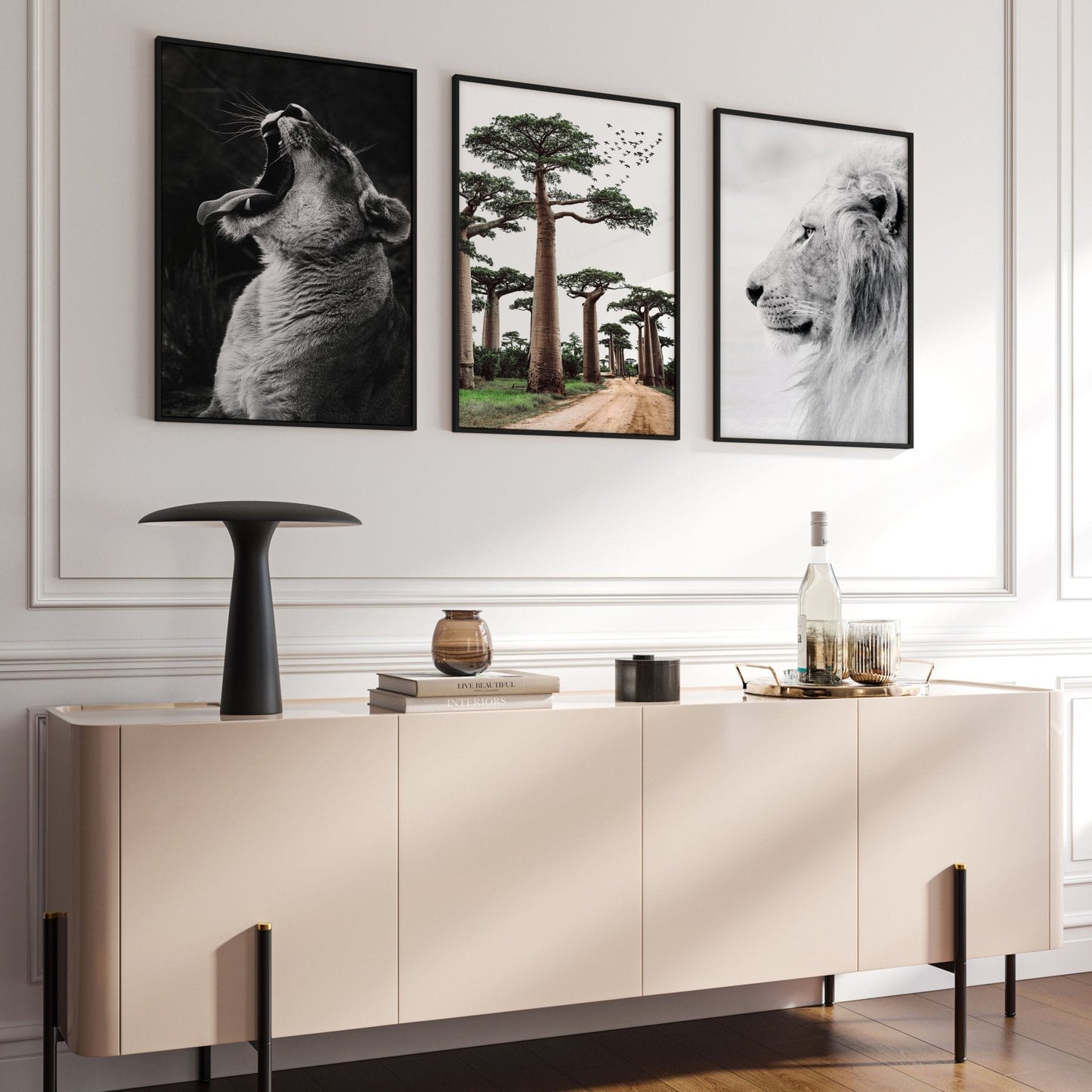 Wall Art For Living Room Canvas | Set of 3 African Wildlife Wall art Prints