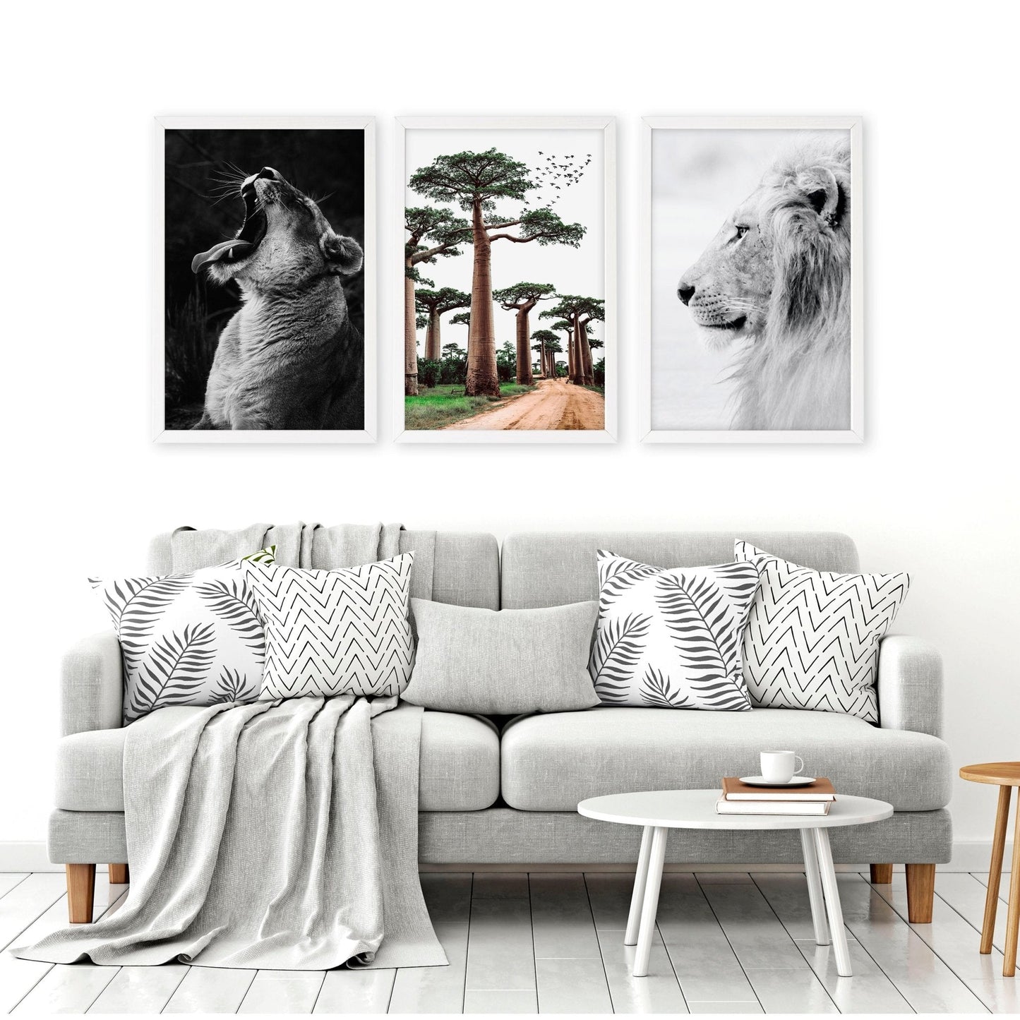 Wall Art For Living Room Canvas | Set of 3 African Wildlife Wall art Prints