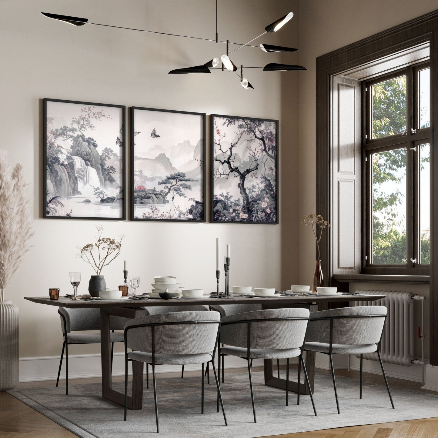 Wall Art For Living Room Large | Set of 3 Chinoiserie Wall art Prints