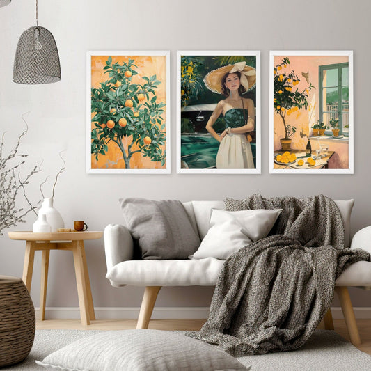 Wall Art For Living Room Modern | Set of 3 Italian Lifestyle Wall art Prints