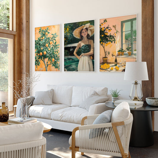 Wall Art For Living Room Modern | Set of 3 Italian Lifestyle Wall art Prints