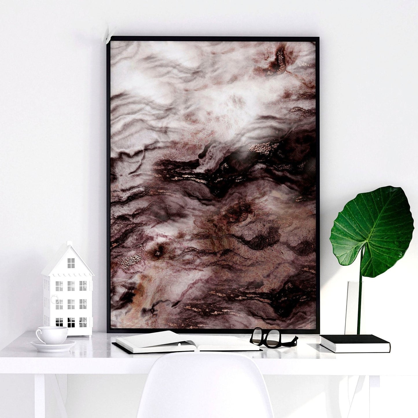 Wall print living room | set of 3 Marble prints