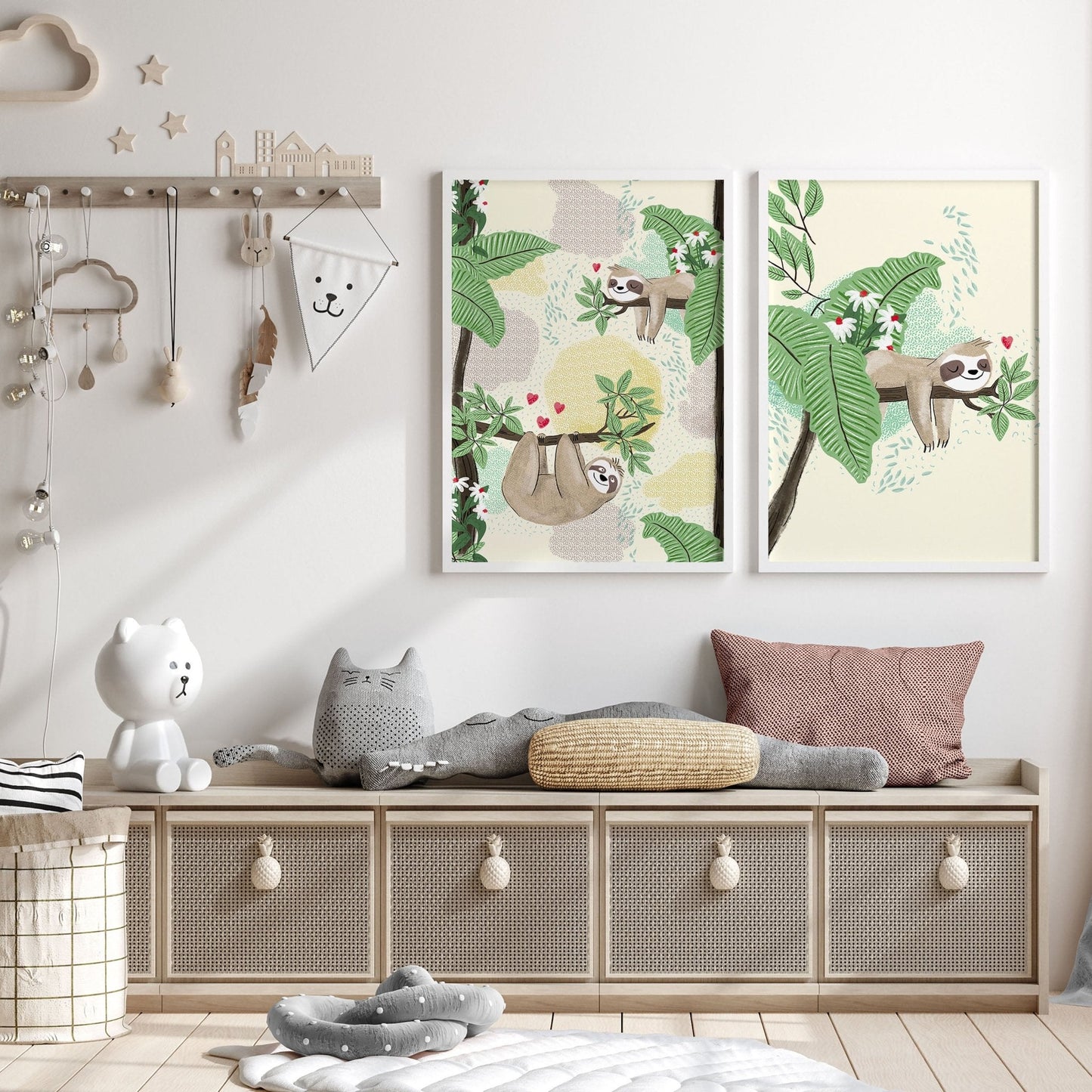 Wall art decor for nursery | set of 2 Sloth wall art prints