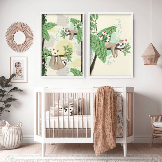 Wall art decor for nursery | set of 2 Sloth wall art prints
