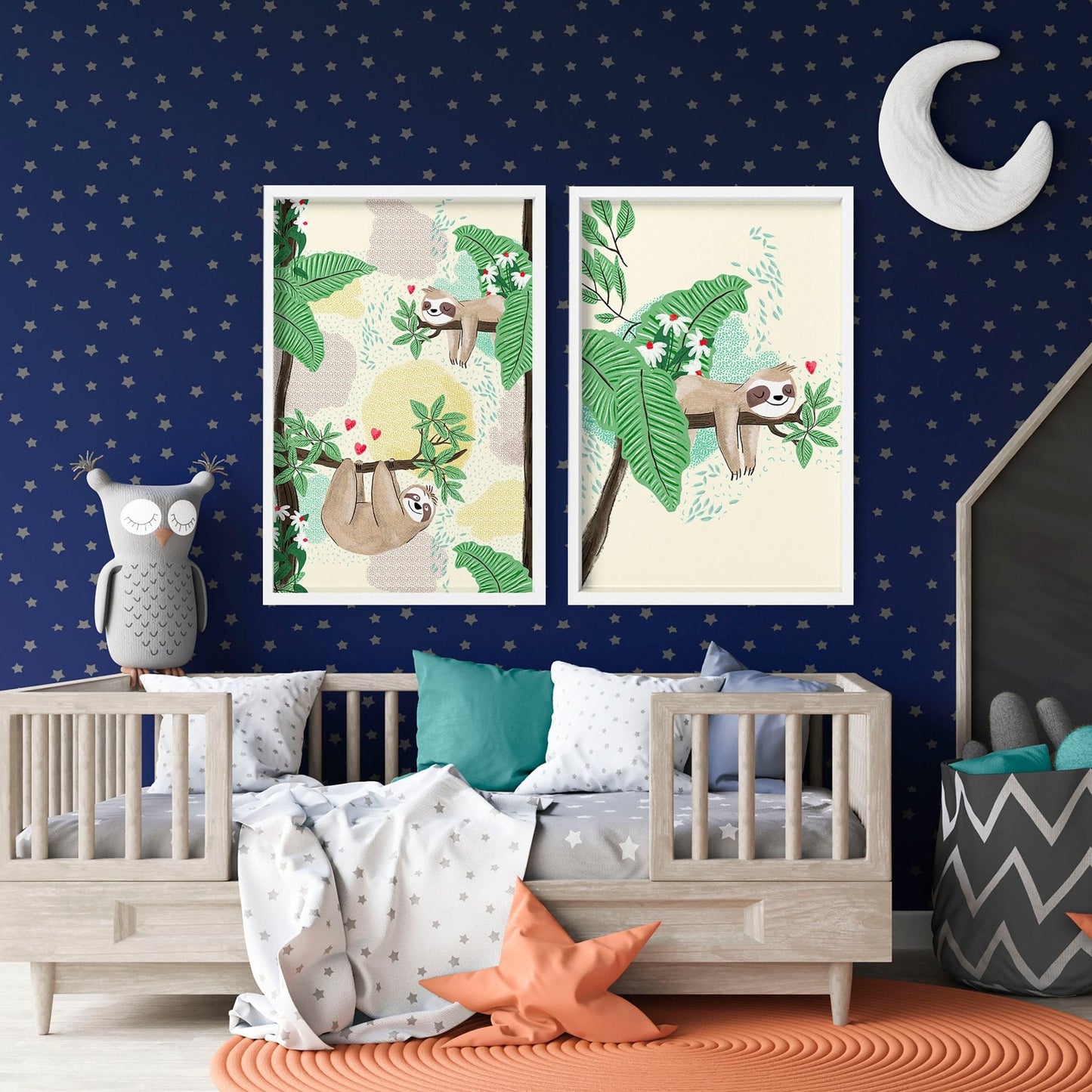 Wall art decor for nursery | set of 2 Sloth wall art prints