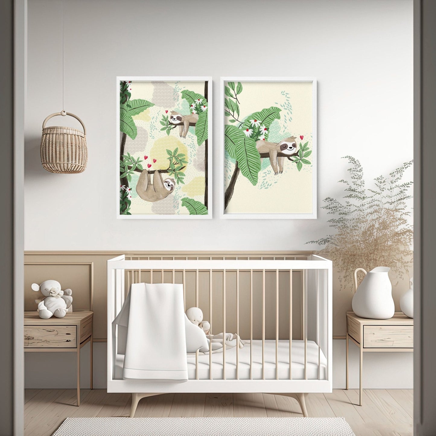 Wall art decor for nursery | set of 2 Sloth wall art prints