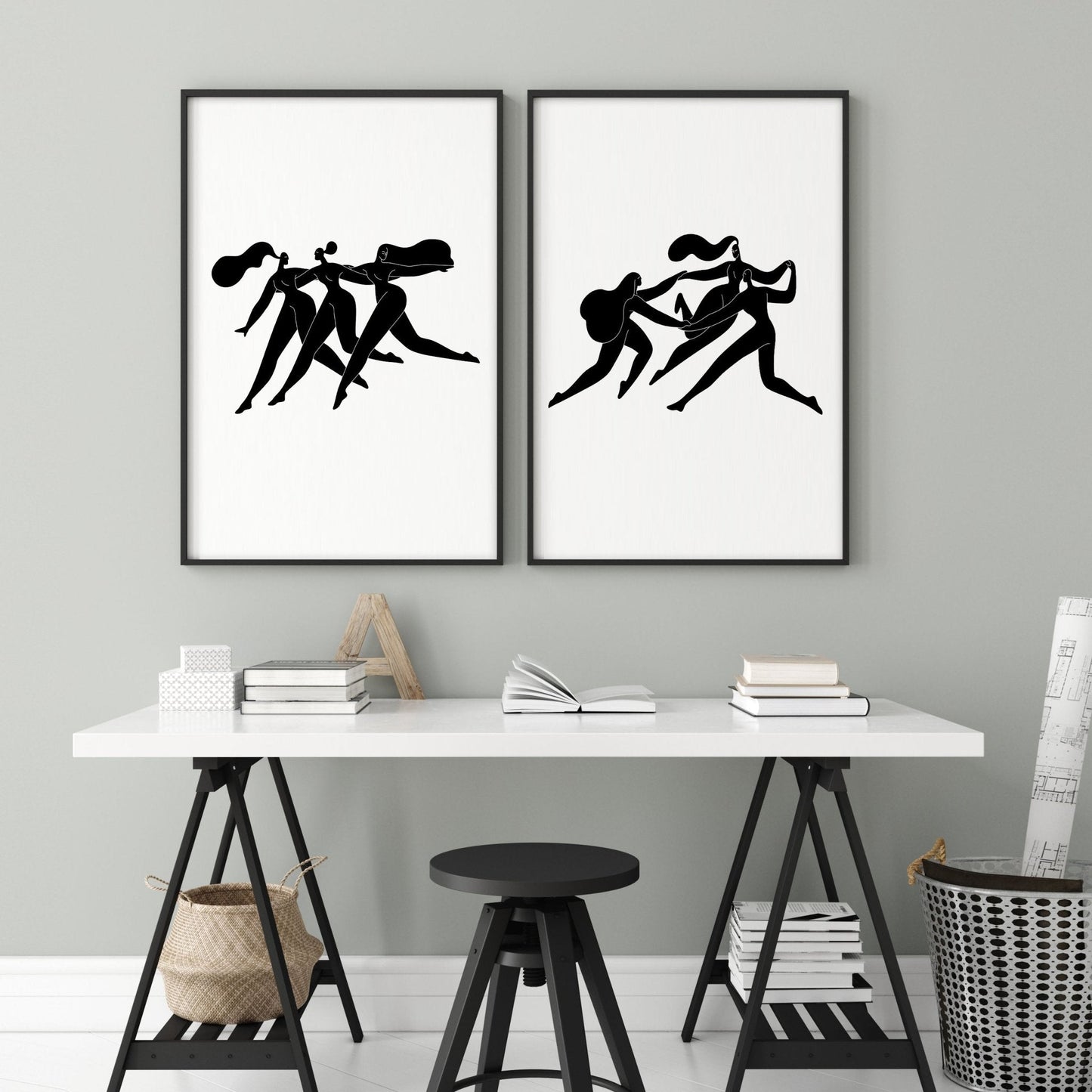 Wall Art Framed | Set of 2 Boho Women Wall art Prints