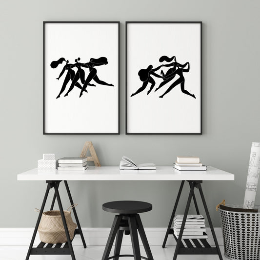 Wall Art Framed | Set of 2 Boho Women Wall art Prints