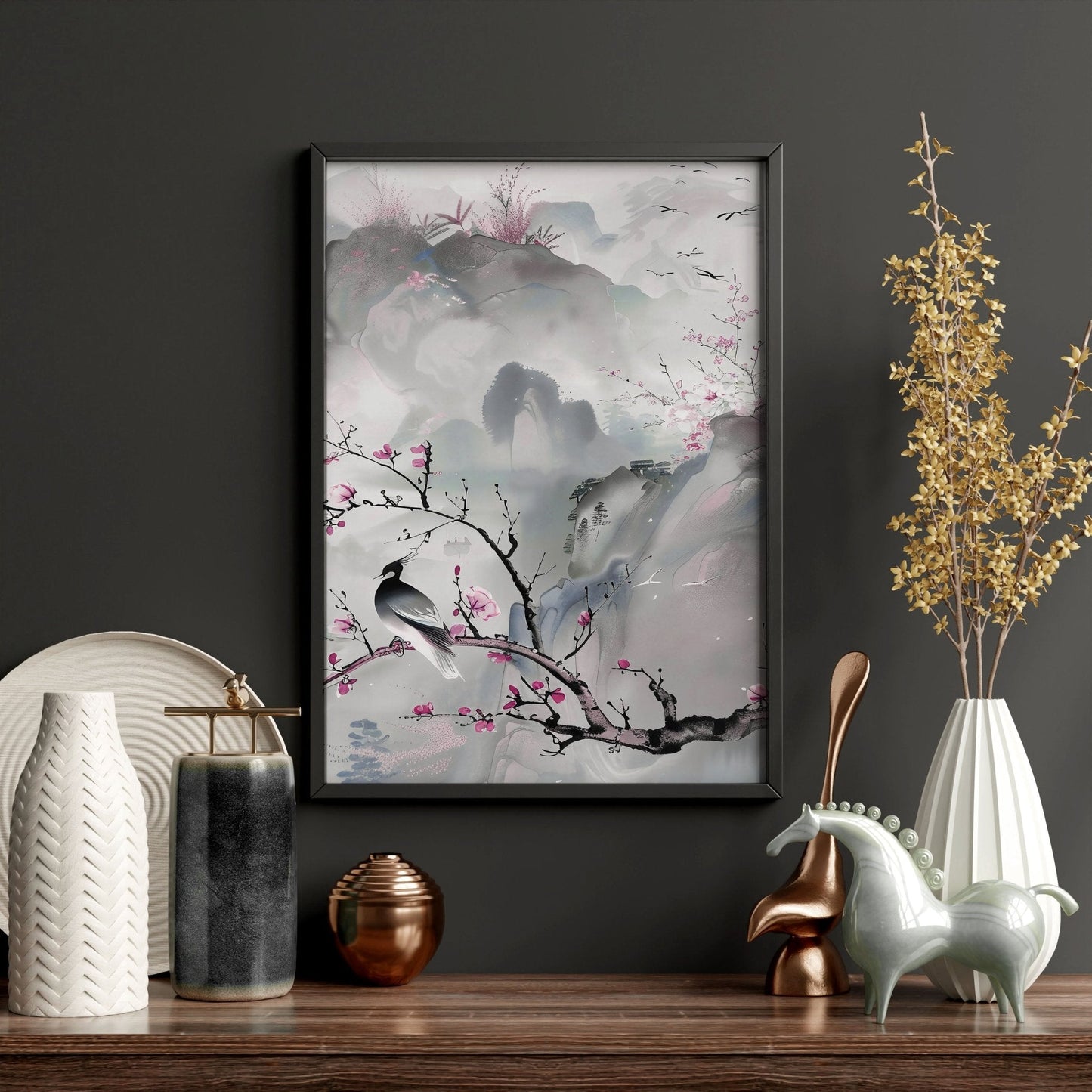 Wall Art Living Room Large | Set of 3 Chinoiserie Wall art Prints