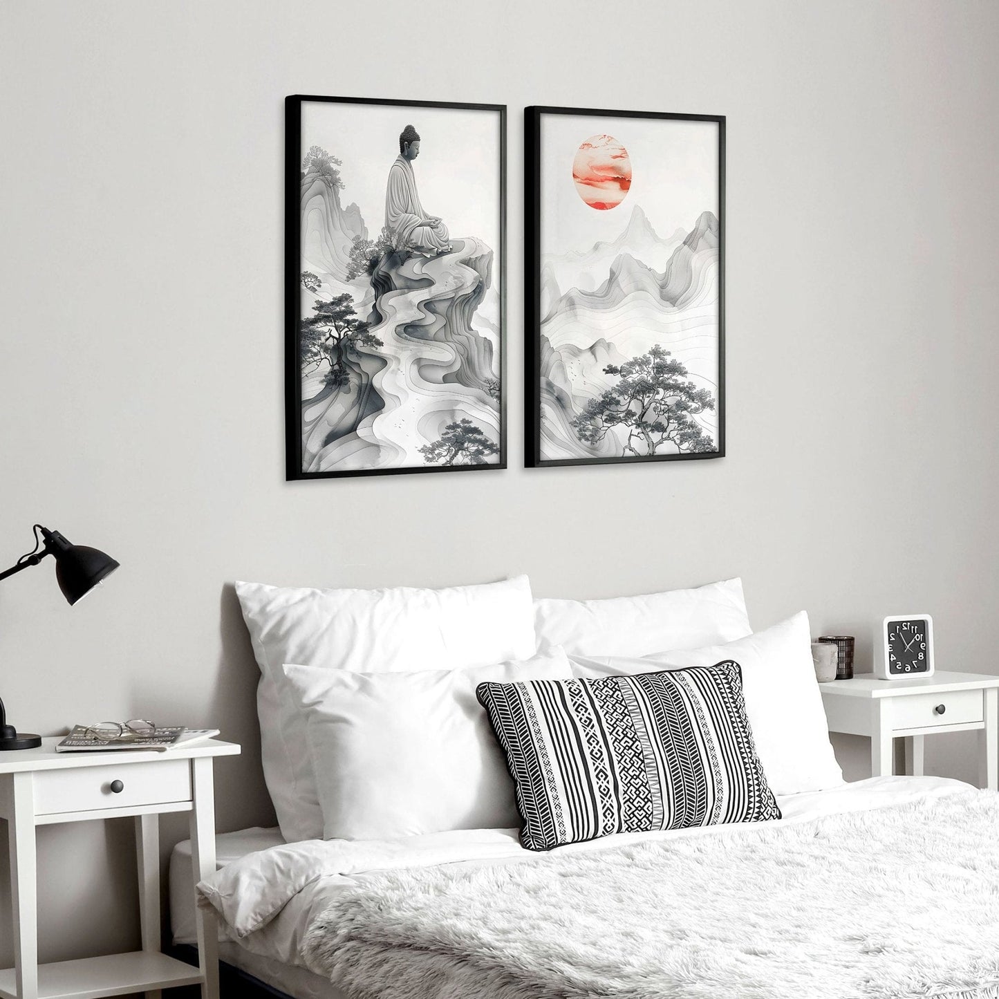 Wall Art Paint | Set of 2 Asian Inspired Wall art Prints