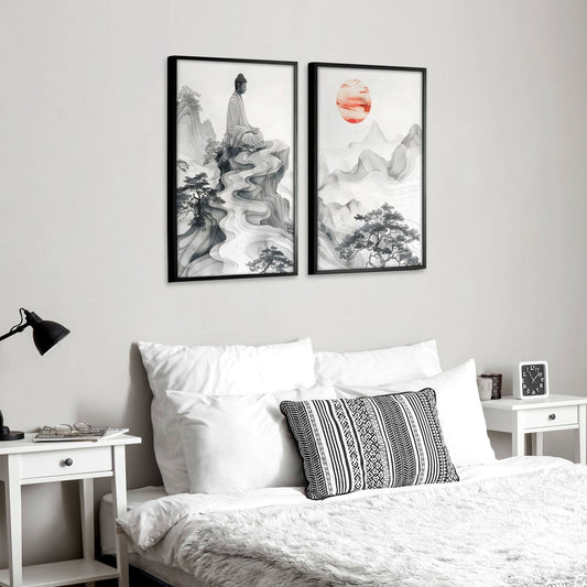 Wall Art Paint | Set of 2 Asian Inspired Wall art Prints