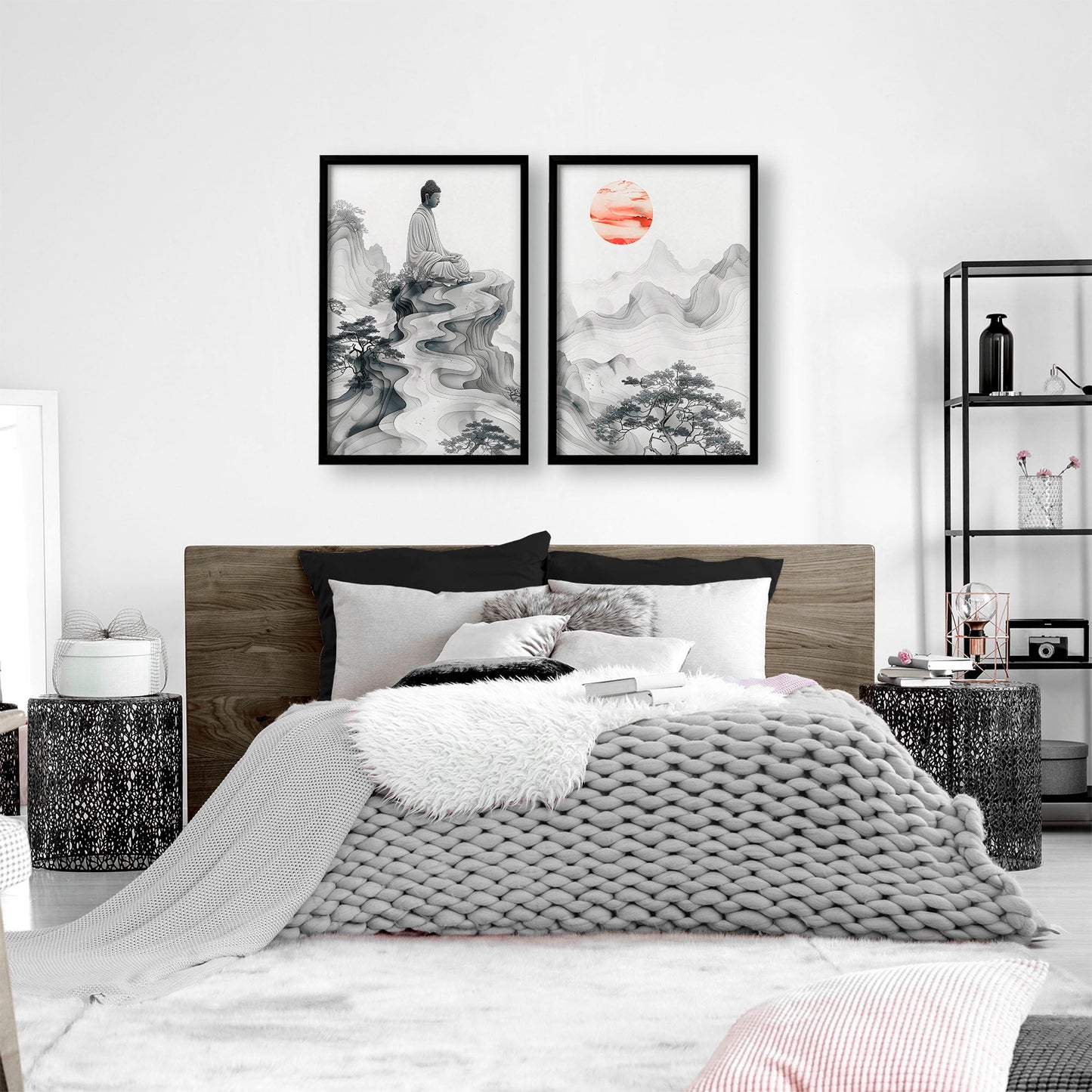 Wall Art Paint | Set of 2 Asian Inspired Wall art Prints