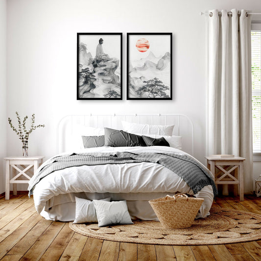 Wall Art Paint | Set of 2 Asian Inspired Wall art Prints