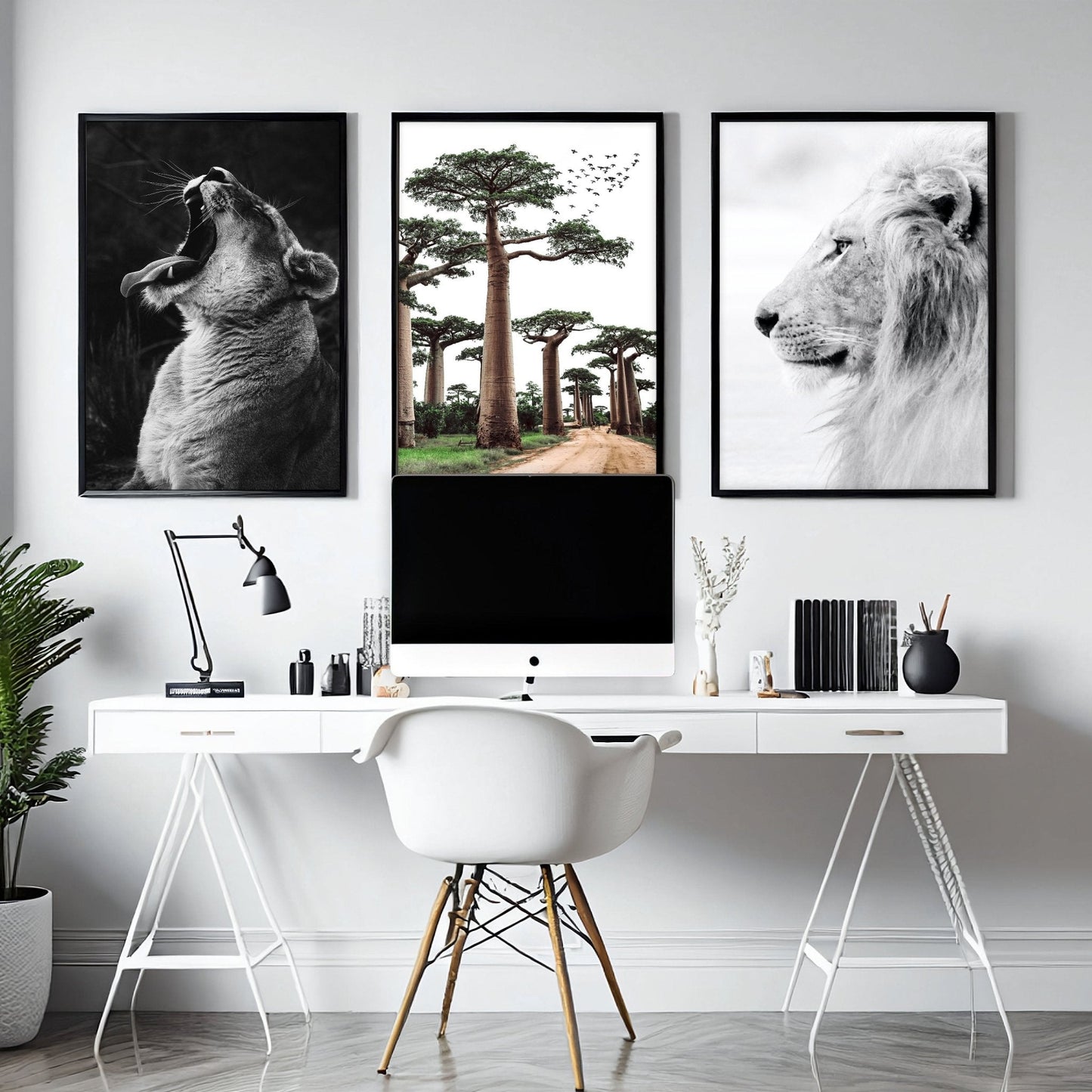 Wall Art Pictures Framed | Set of 3 African Wildlife Wall art Prints