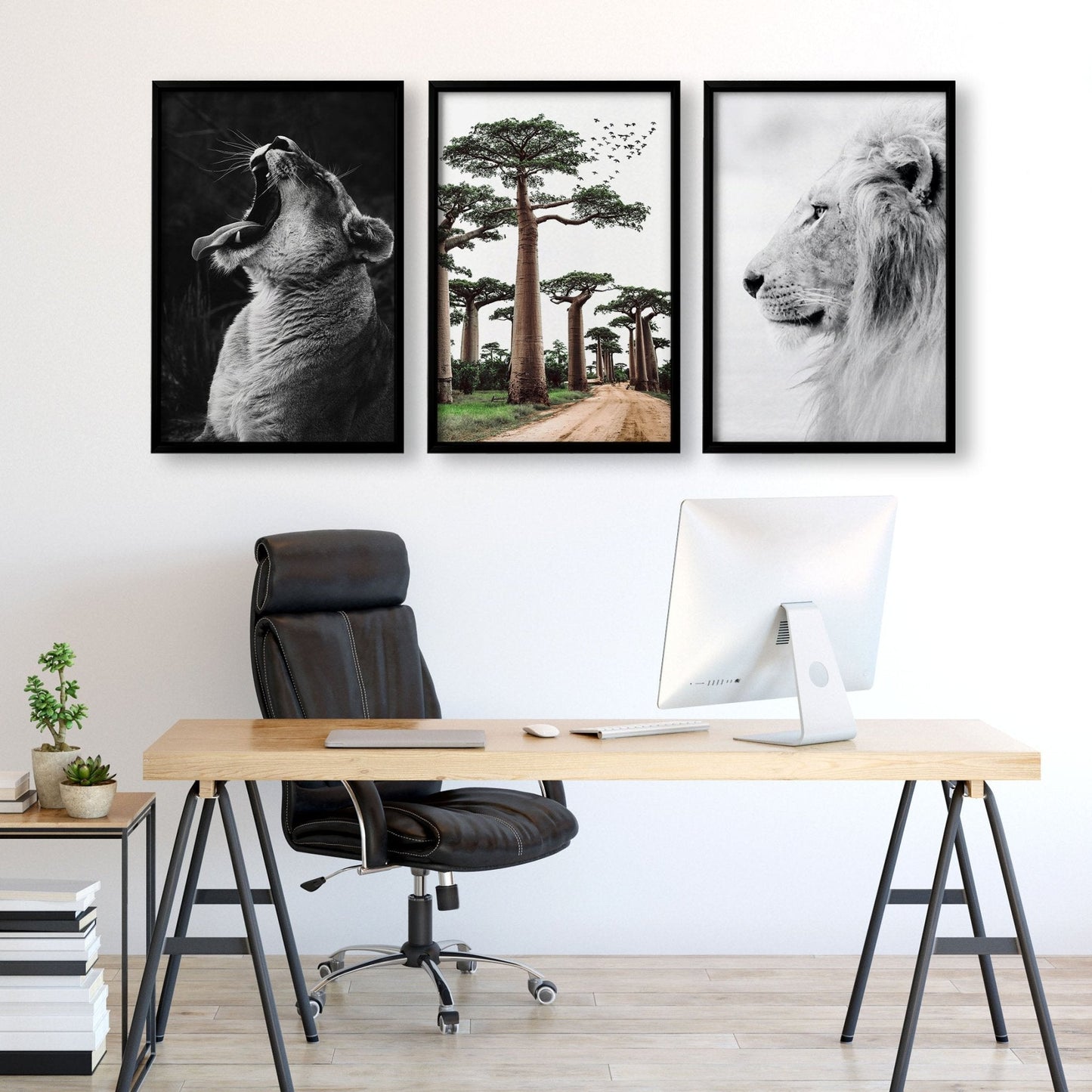 Wall Art Pictures Framed | Set of 3 African Wildlife Wall art Prints
