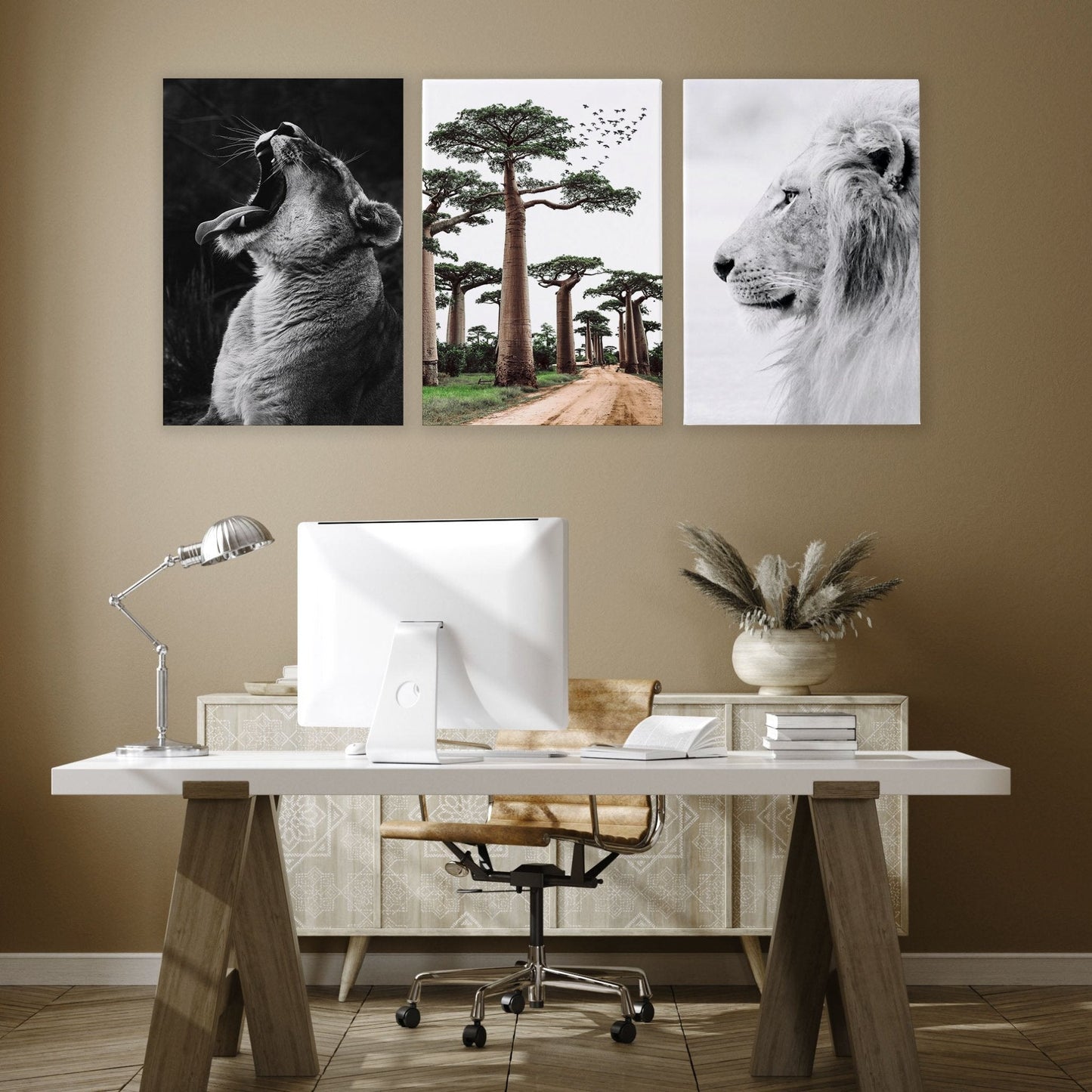 Wall Art Pictures Framed | Set of 3 African Wildlife Wall art Prints