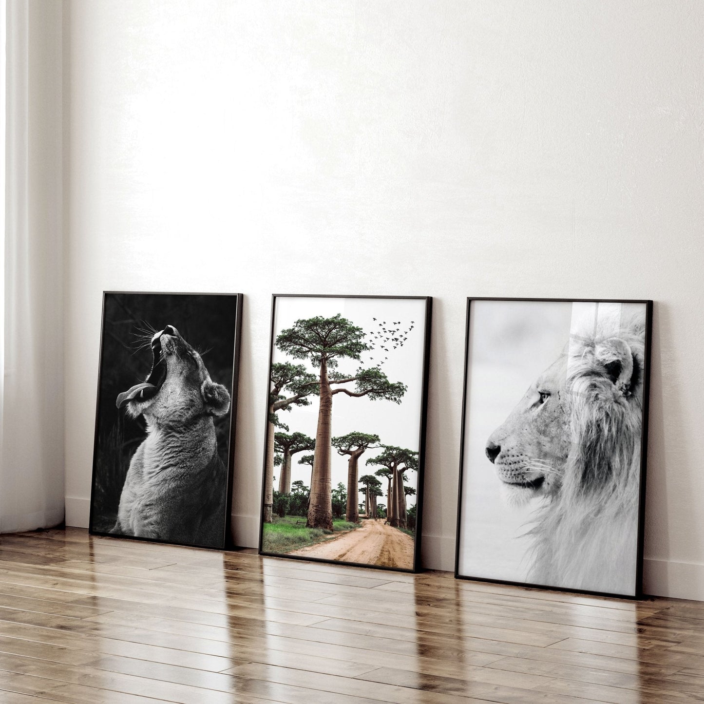 Wall Art Pictures Framed | Set of 3 African Wildlife Wall art Prints