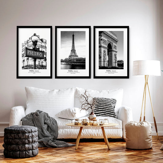 Wall art of Paris | set of 3 framed wall art prints
