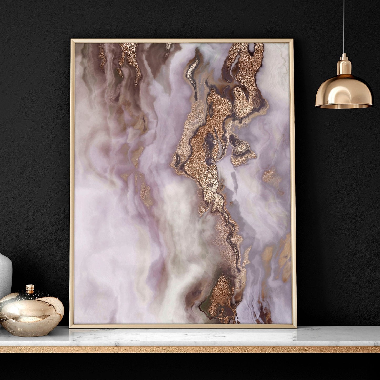 Wall art prints | set of 3 Marble Rose Gold art prints