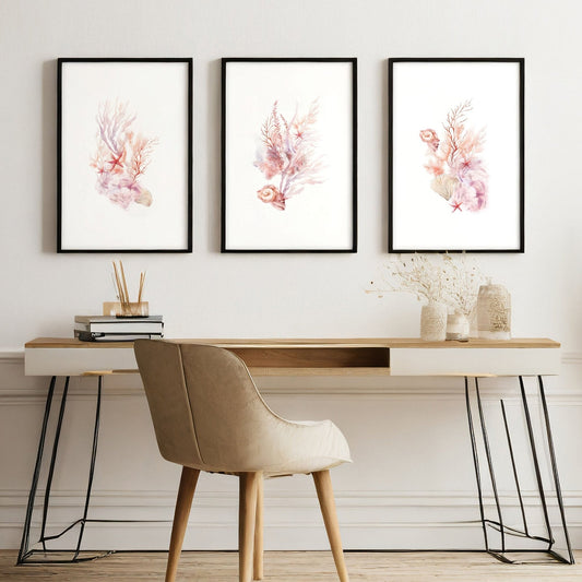 Wall Art Sea | Set of 3 Seashells Wall art Prints