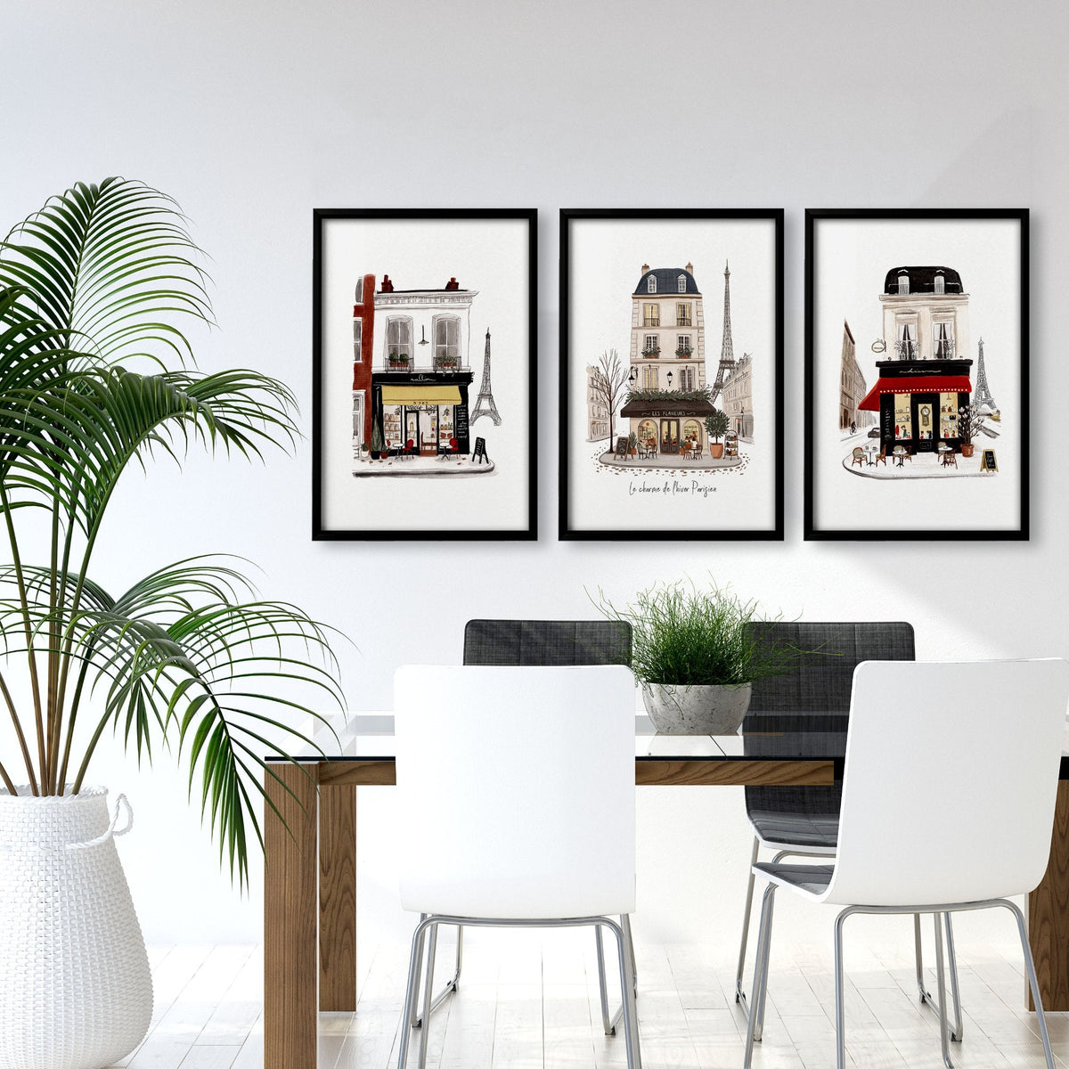 Wall Art Unique Paris Street Scene Prints | "Le Charme de l'Hiver Parisien" | Set of 3