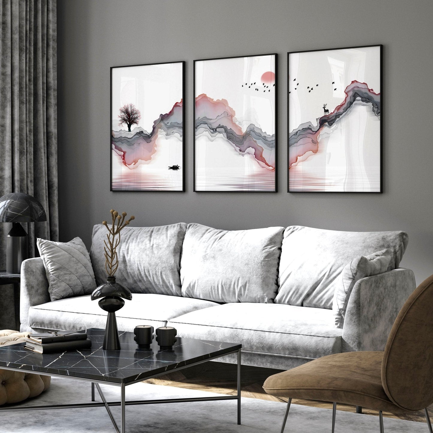 Zen room design | set of 3 wall art prints