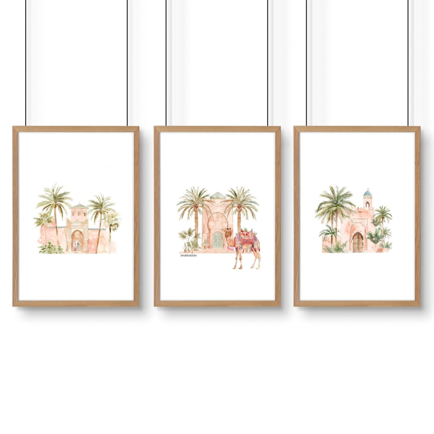 Wall Canvas Living Room | Set of 3 Moroccan Inspired Wall art Prints