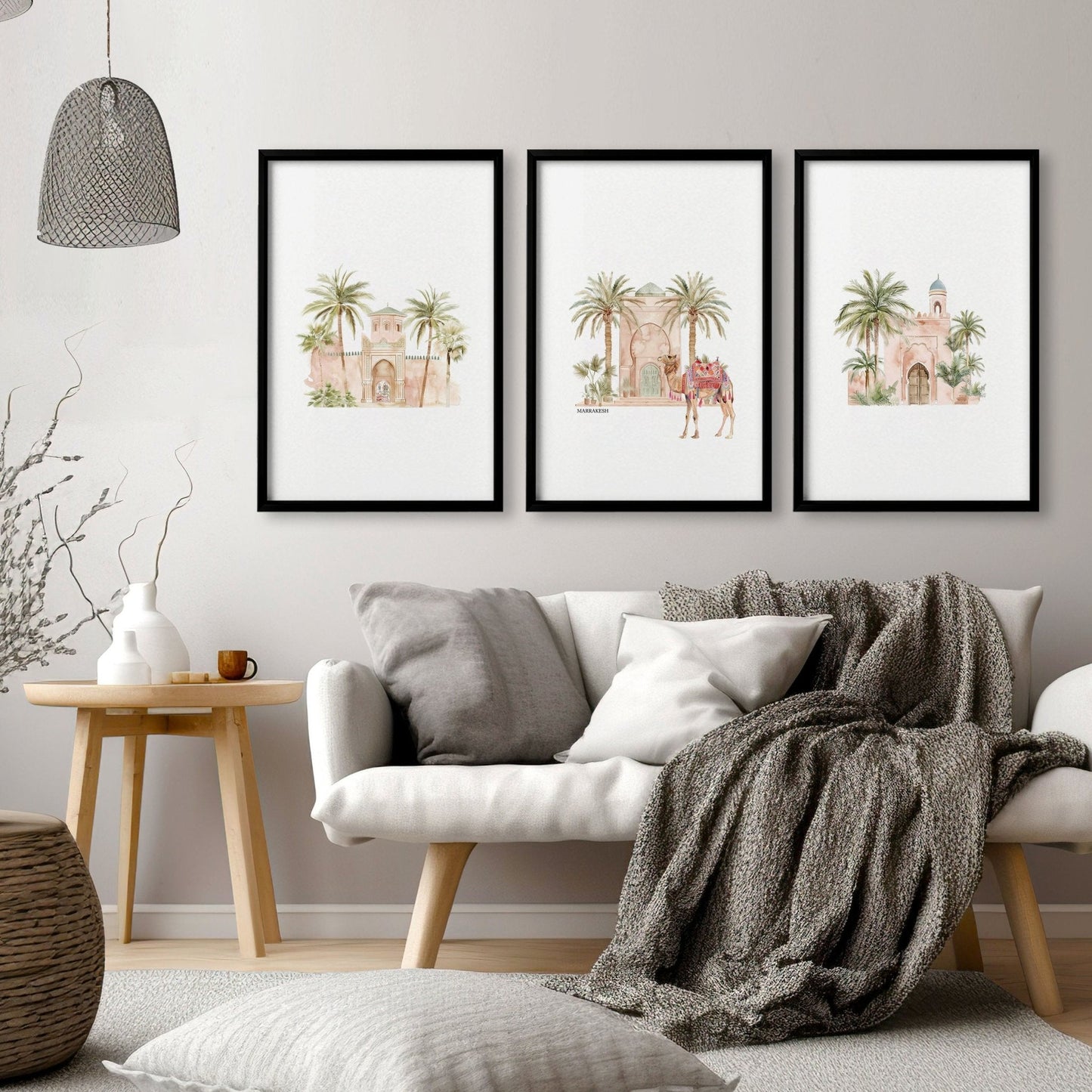 Wall Canvas Living Room | Set of 3 Moroccan Inspired Wall art Prints