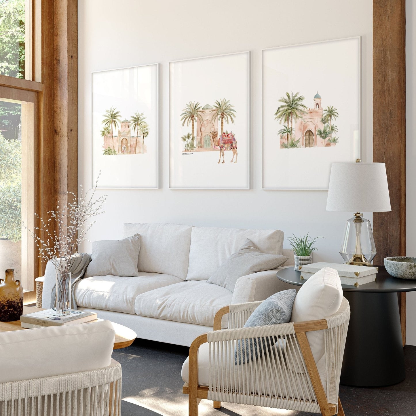 Wall Canvas Living Room | Set of 3 Moroccan Inspired Wall art Prints