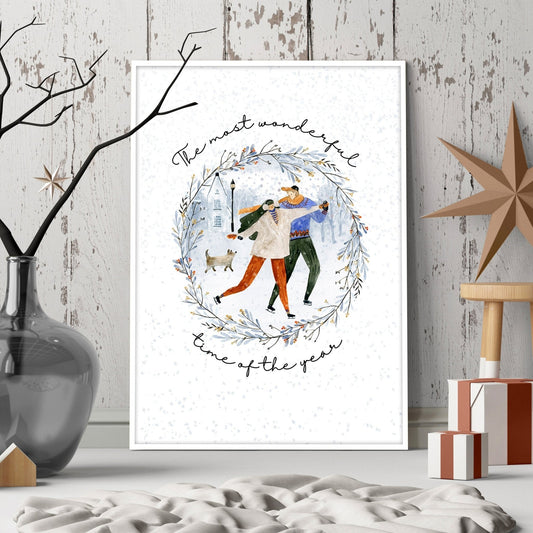 Festive Holiday Christmas wall art print