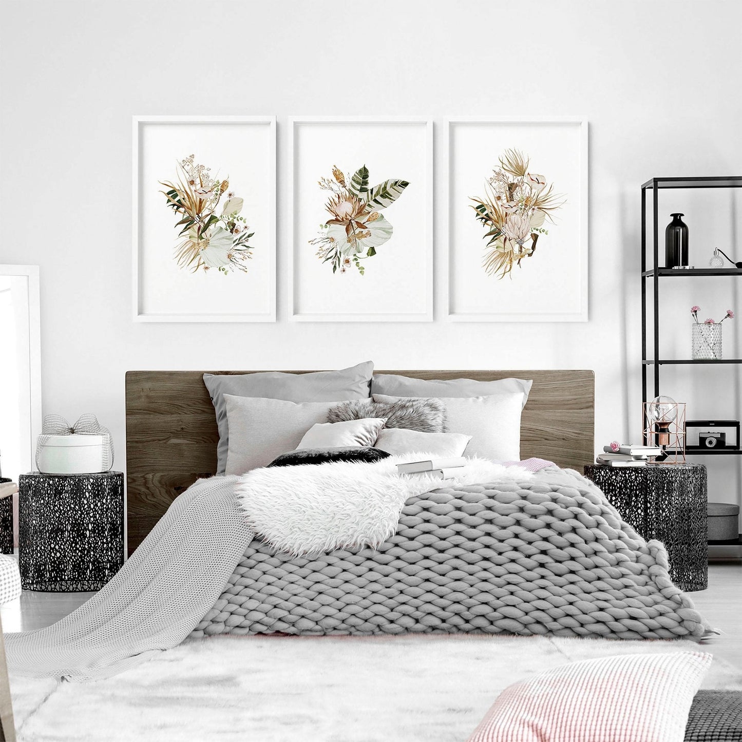 3 pictures above bed | set of 3 framed wall art