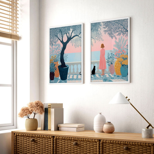 Wall Decor Hallway | Set of 2 Italian Lifestyle Wall art Prints