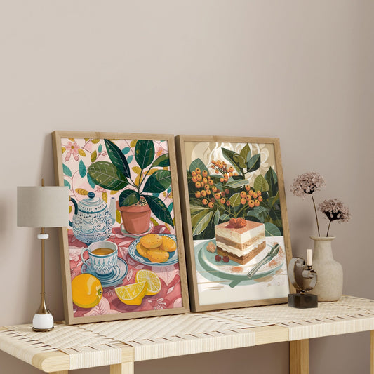 Wall Decor Ideas For Hallway | Set of 2 Italian Lifestyle Wall art Prints