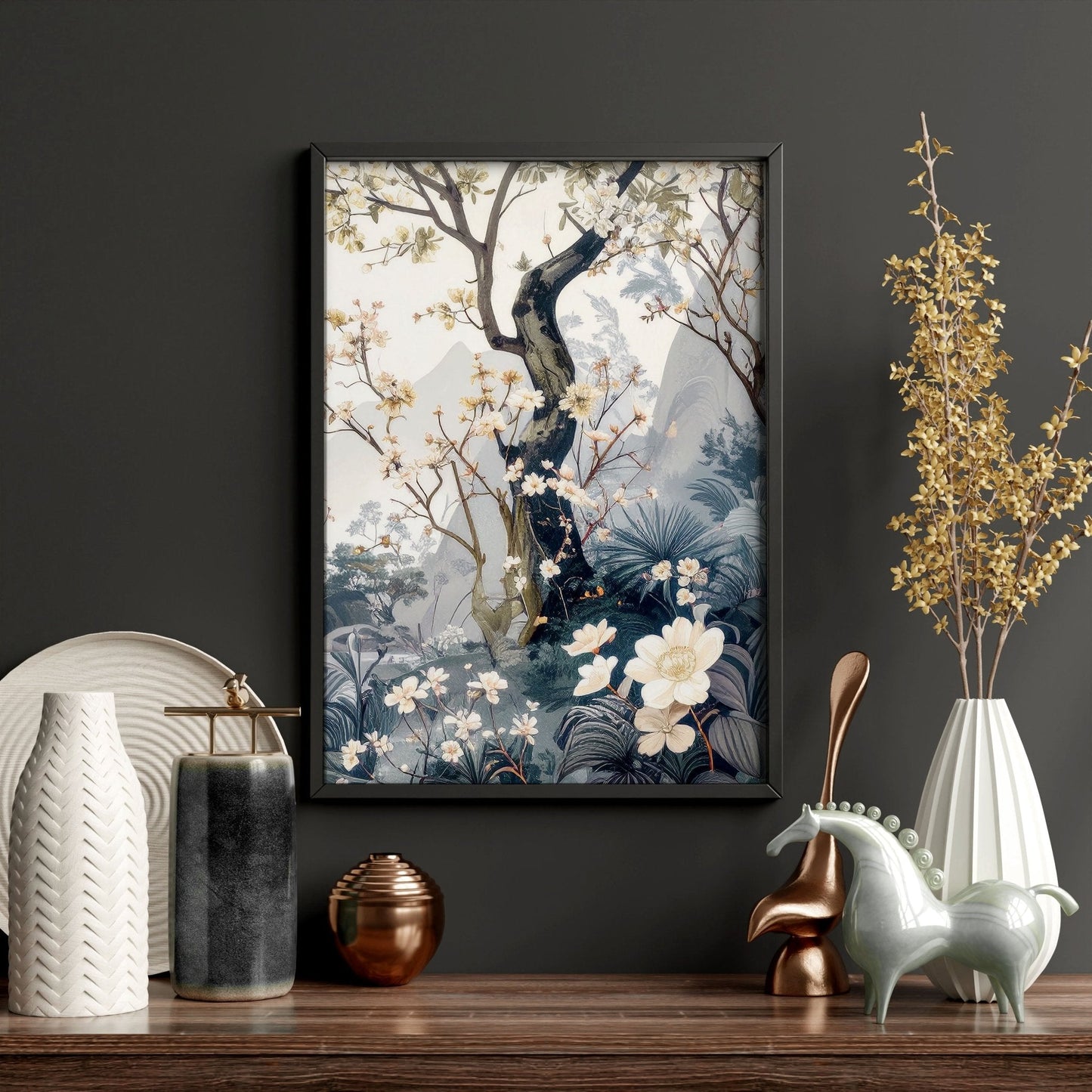 Wall Framed Art | Set of 3 Chinoiserie Wall art Prints