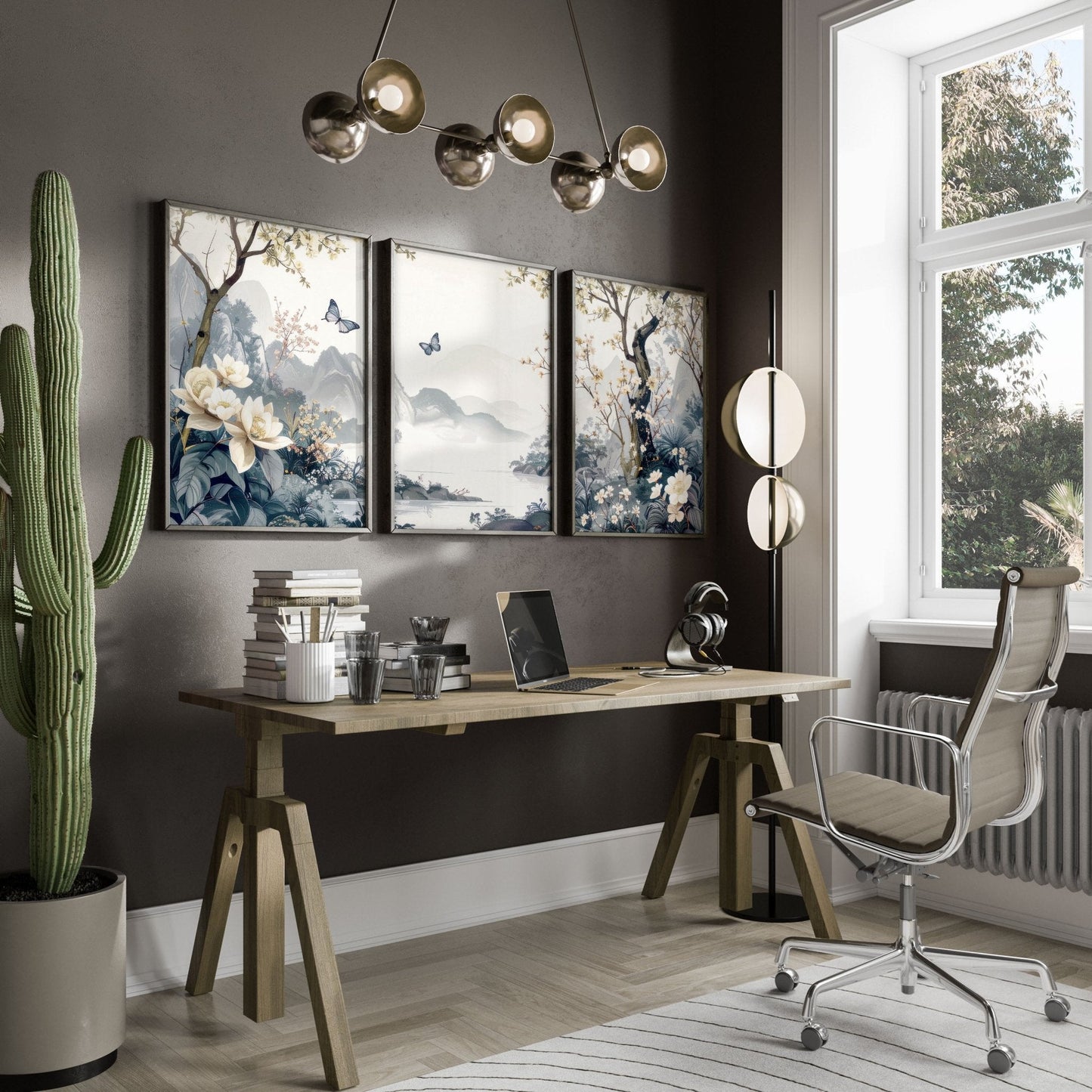 Wall Framed Art | Set of 3 Chinoiserie Wall art Prints