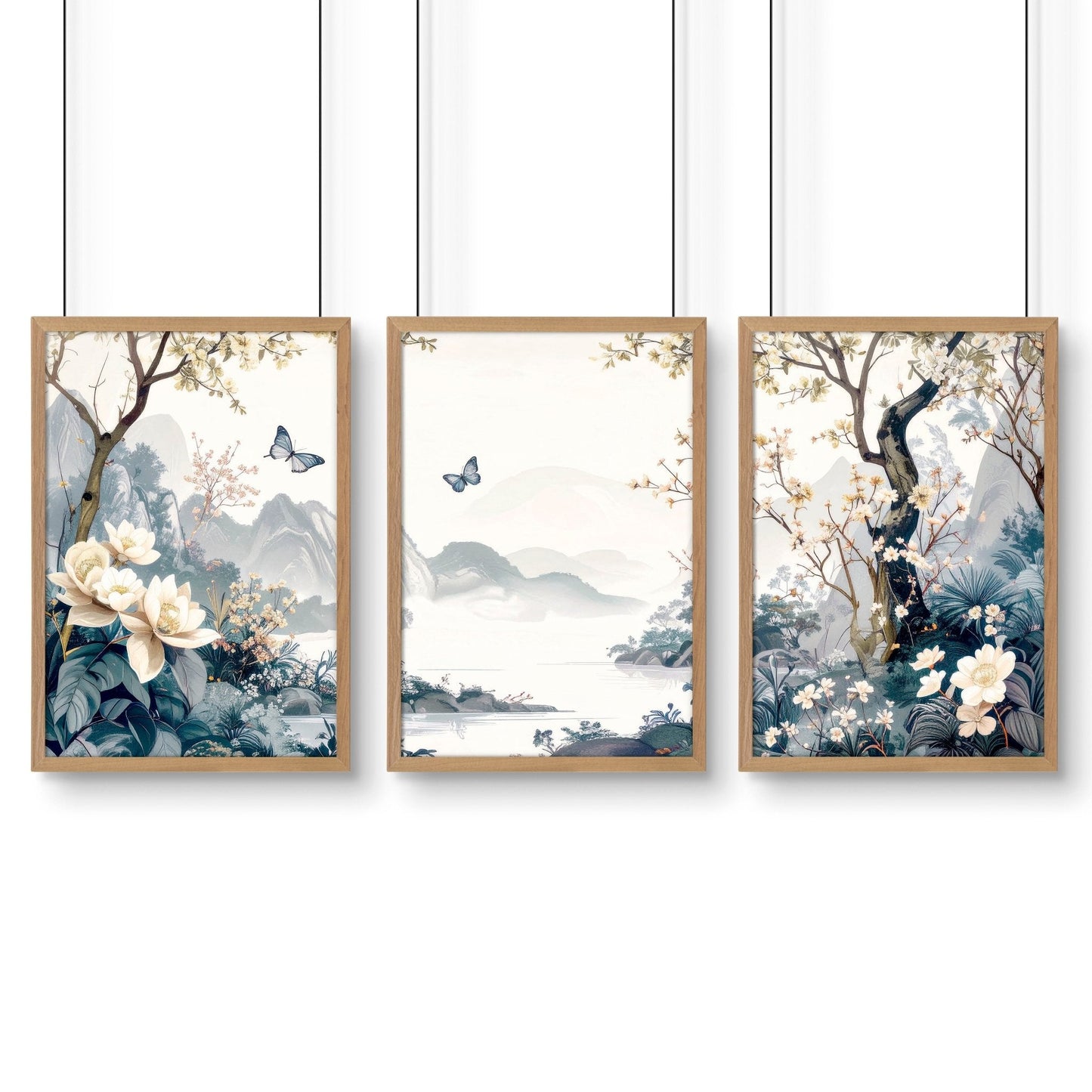 Wall Framed Art | Set of 3 Chinoiserie Wall art Prints