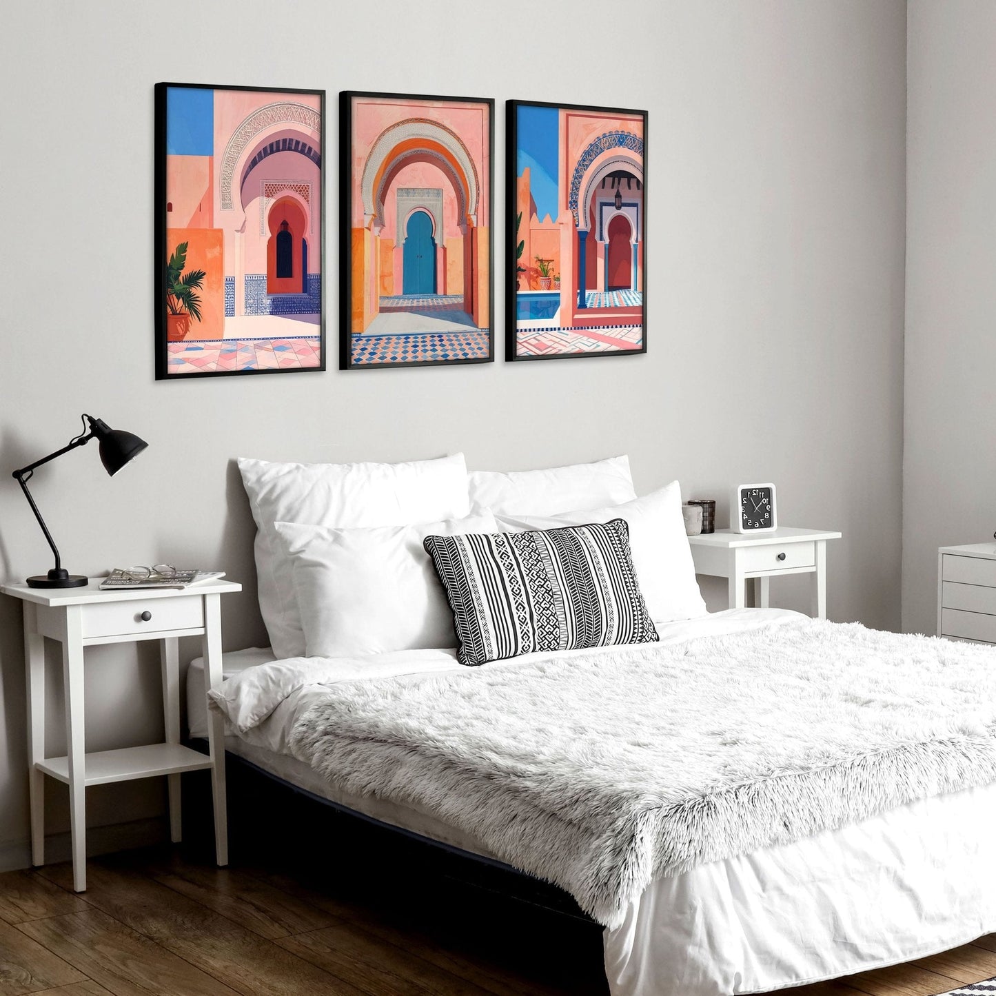 Wall Picture With Frame | Set of 3 Moroccan Inspired Wall art Prints
