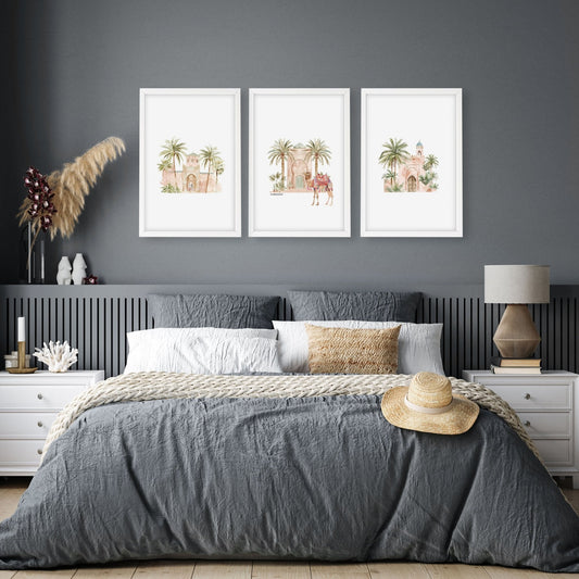 Wall Picture With Frame | Set of 3 Moroccan Wall art Prints