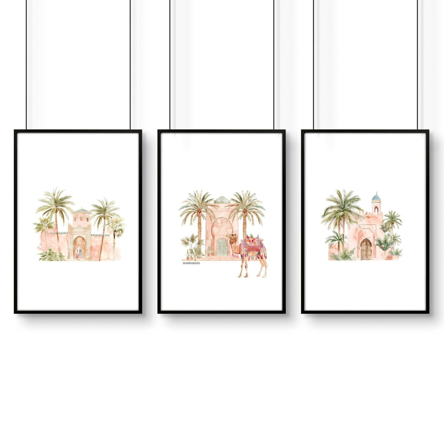 Wall Picture With Frame | Set of 3 Moroccan Wall art Prints