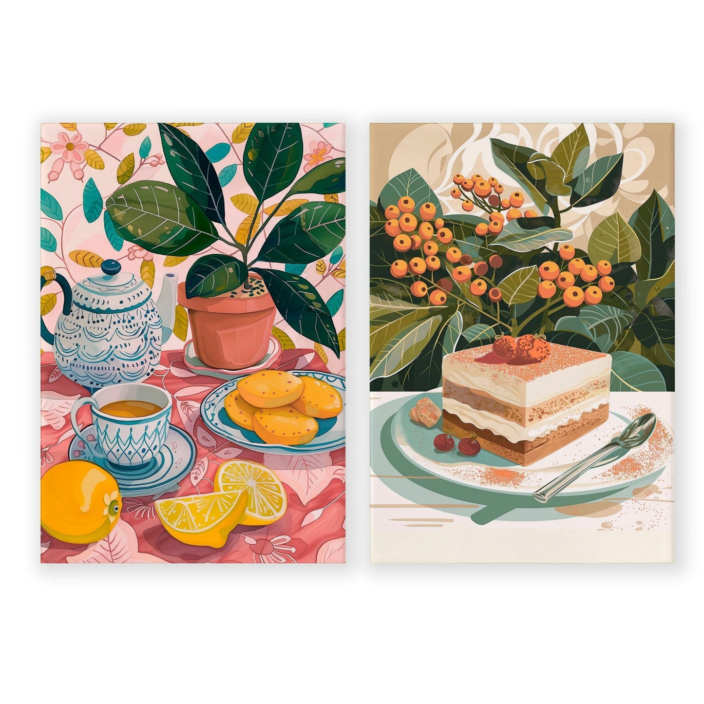 Wall Pictures For Lounge Room | Set of 2 Italian Lifestyle Wall art Prints