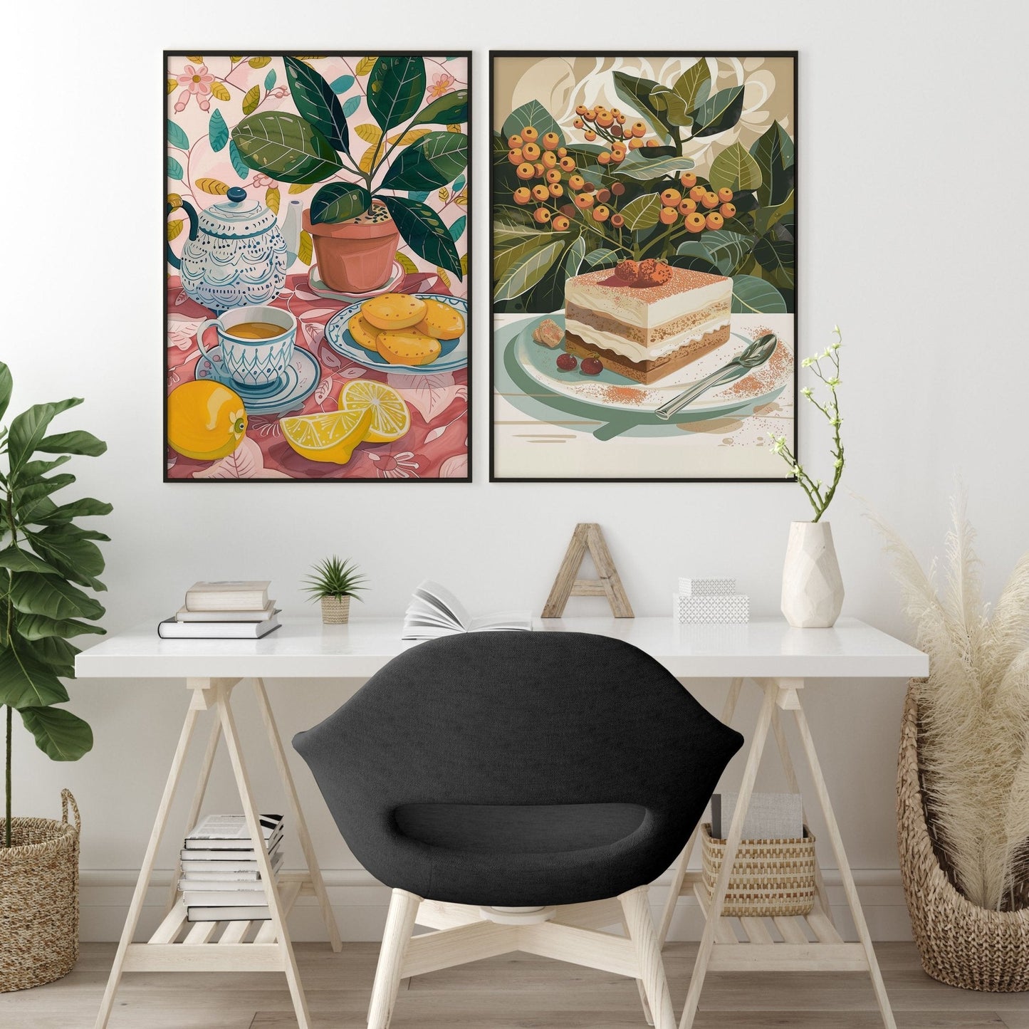 Wall Pictures For Lounge Room | Set of 2 Italian Lifestyle Wall art Prints