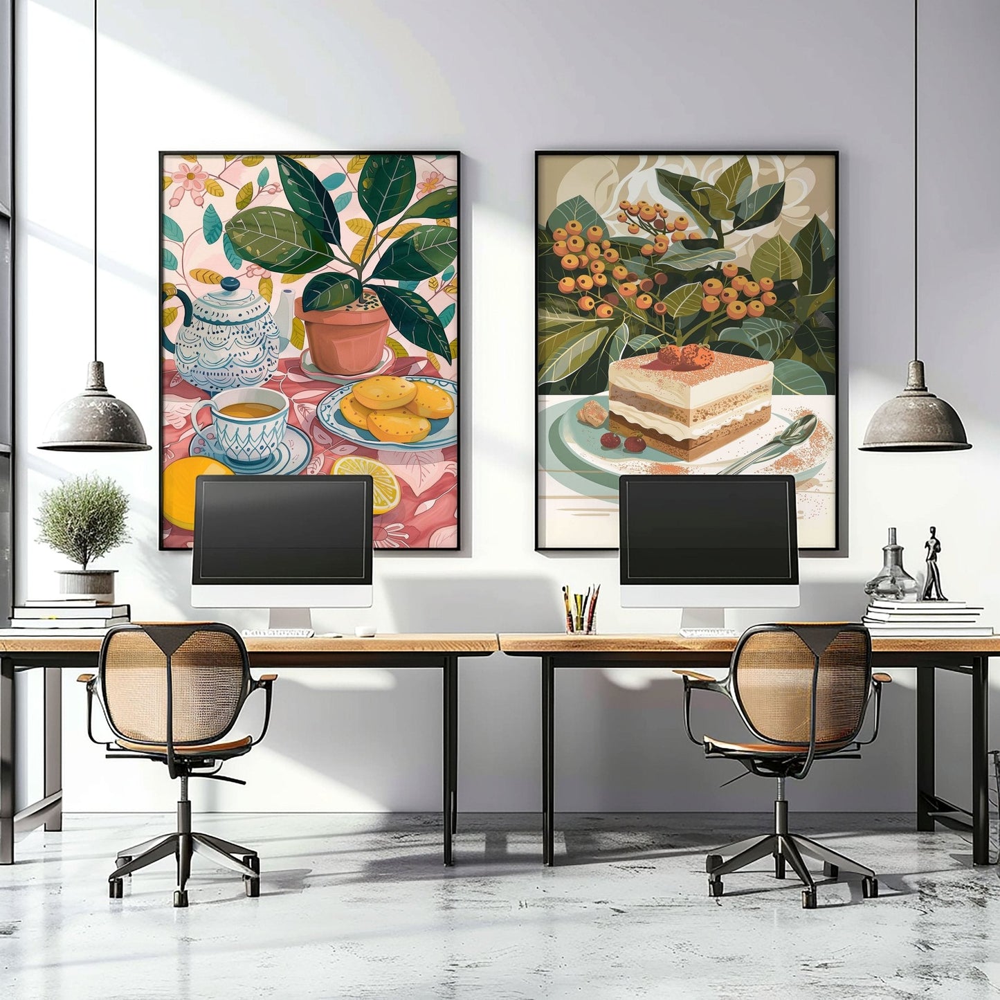 Wall Pictures For Lounge Room | Set of 2 Italian Lifestyle Wall art Prints