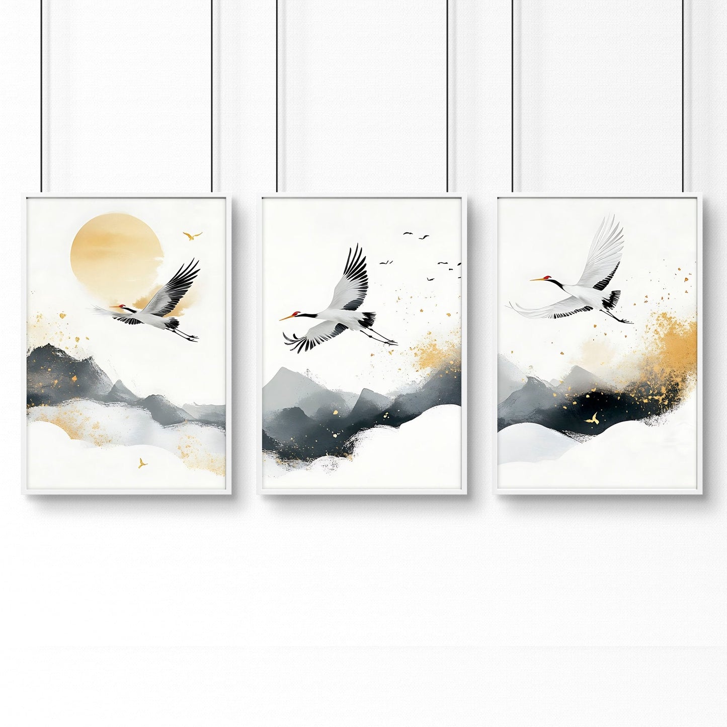 Wall Pictures Hanging | Set of 3 Asian Inspired Wall art Prints
