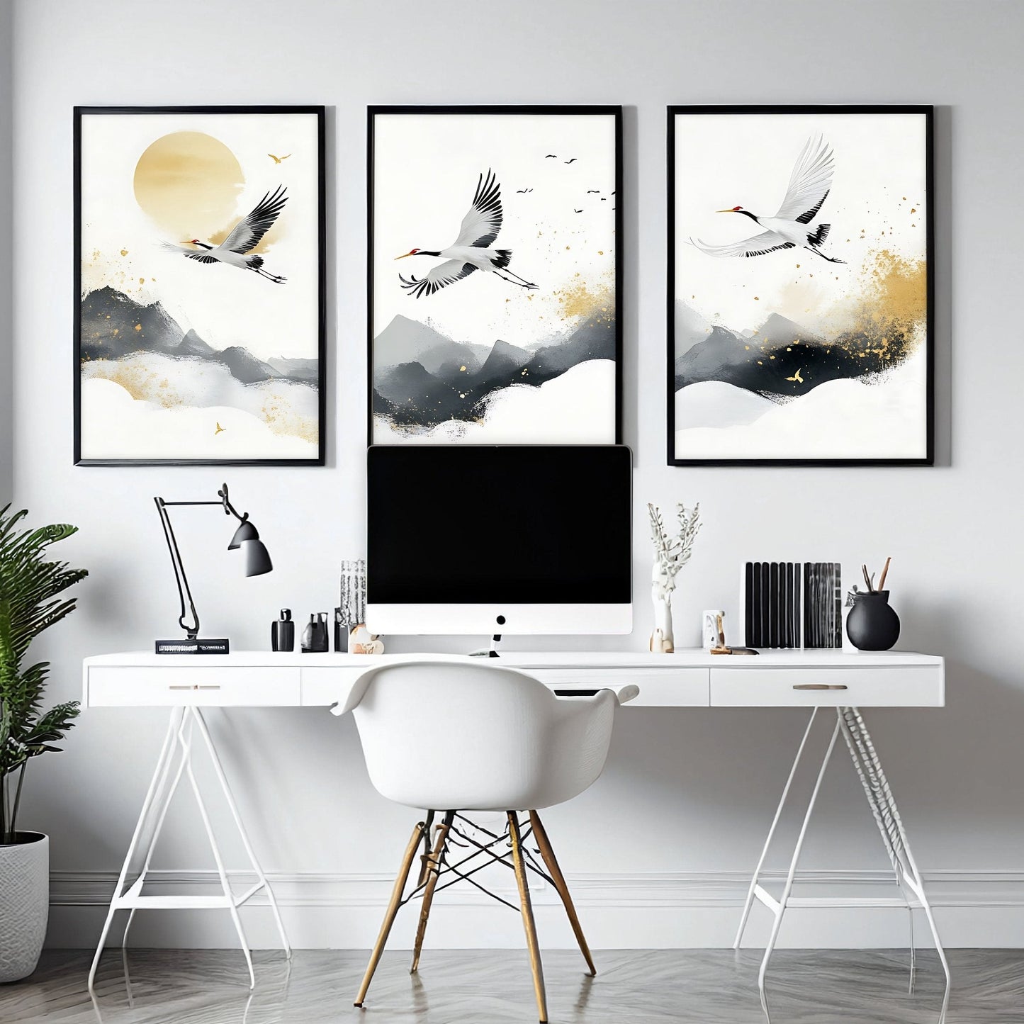 Wall Pictures Hanging | Set of 3 Asian Inspired Wall art Prints