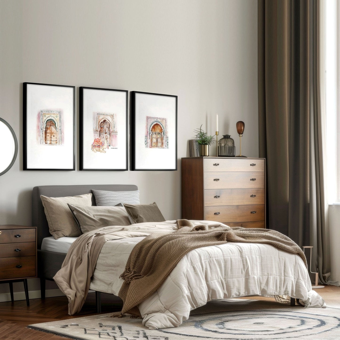 Wall Pictures In Frames | Set of 3 Moroccan Inspired Wall art Prints