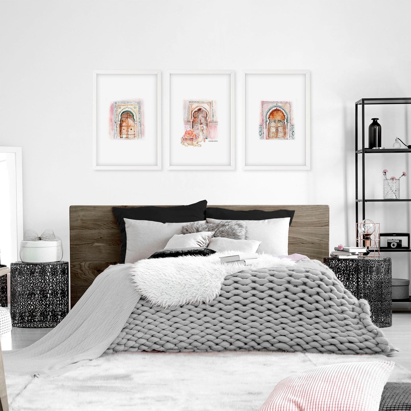 Wall Pictures In Frames | Set of 3 Moroccan Inspired Wall art Prints