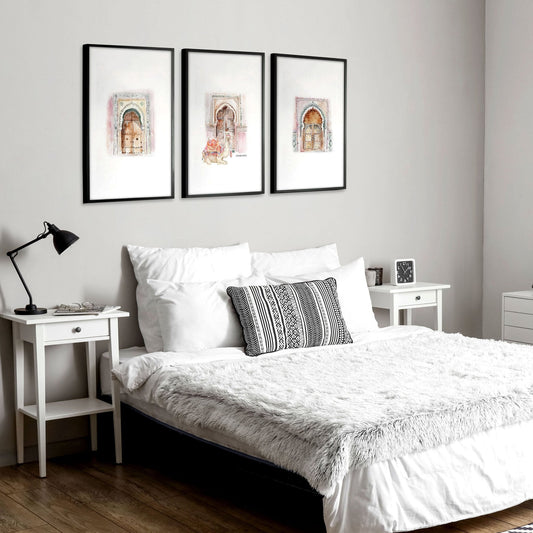 Wall Pictures In Frames | Set of 3 Moroccan Inspired Wall art Prints